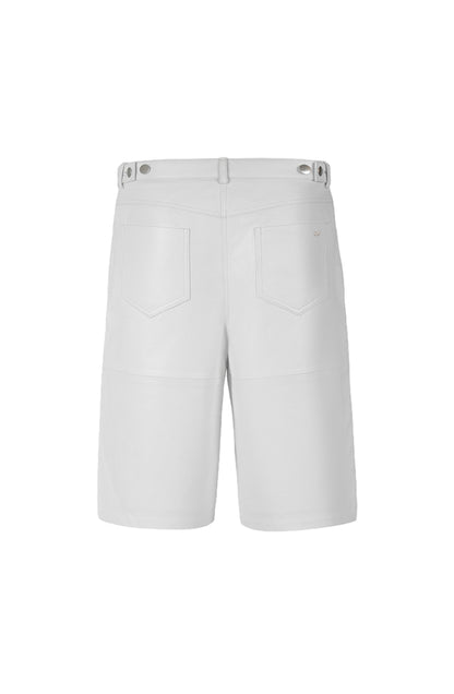 Callie Leather Bermuda Shorts White