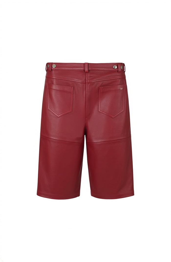 Callie Leather Bermuda Shorts Red