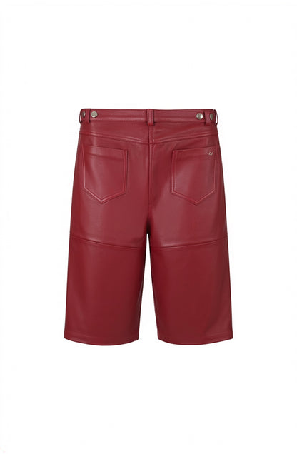 Callie Leather Bermuda Shorts Red