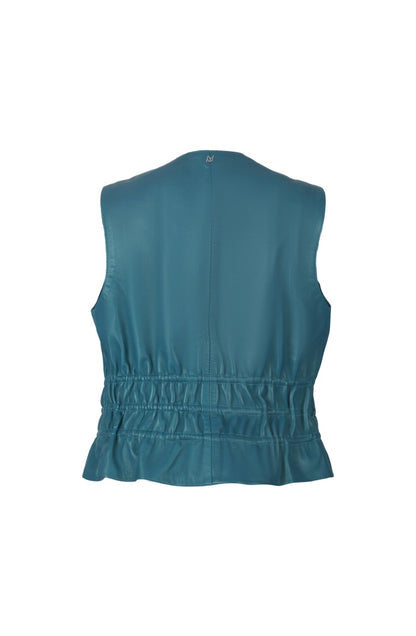 Tyler Leather Vest Cerlean Blue