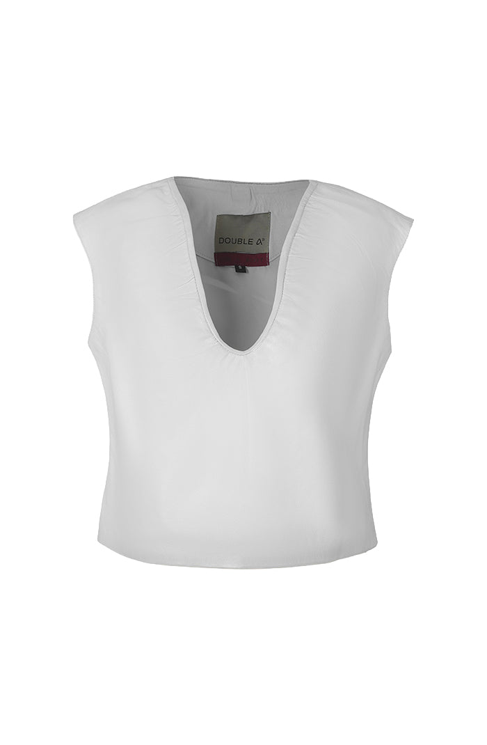 Fiona Leather Top White