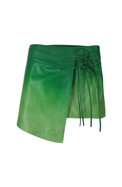 Celine Leather Skirt Green Ombre