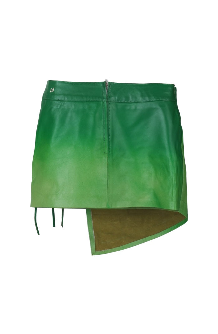 Celine Leather Skirt Green Ombre