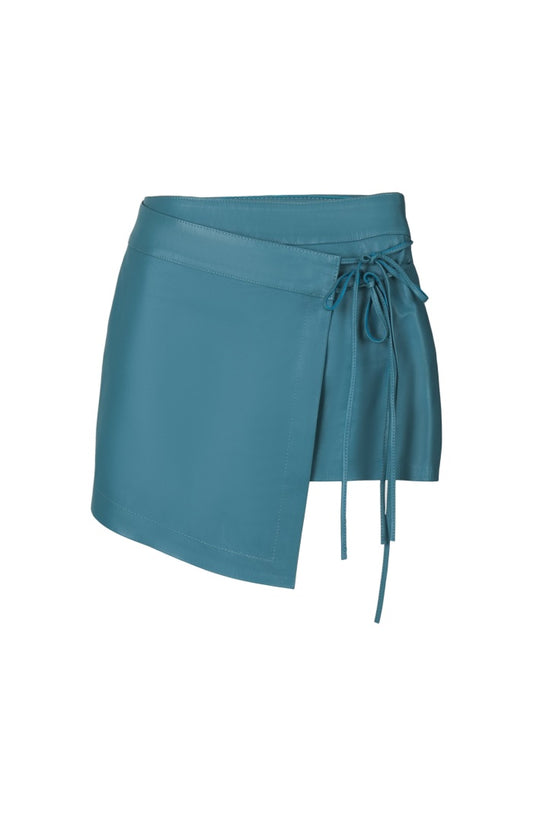 Celine Leather Skirt Cerulean Blue
