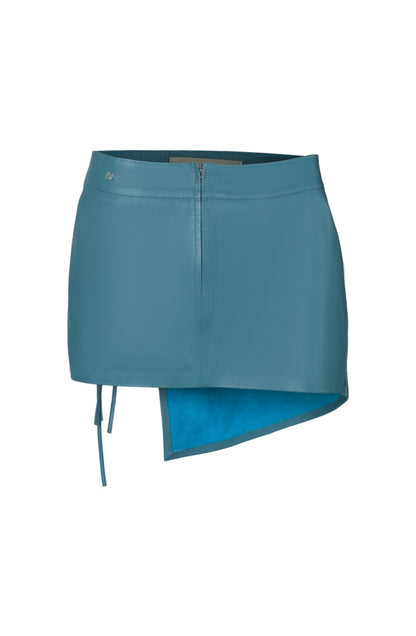 Celine Leather Skirt Cerulean Blue