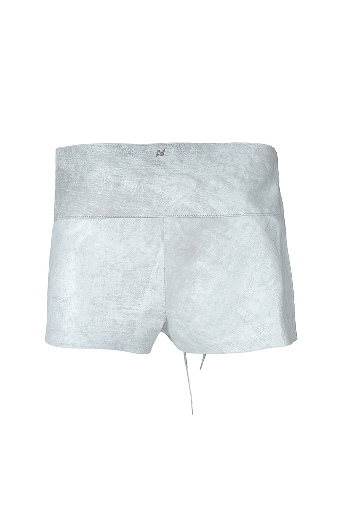 Jason Leather Shorts Washed White