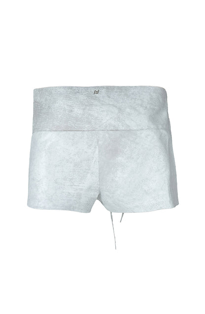 Jason Leather Shorts Washed White