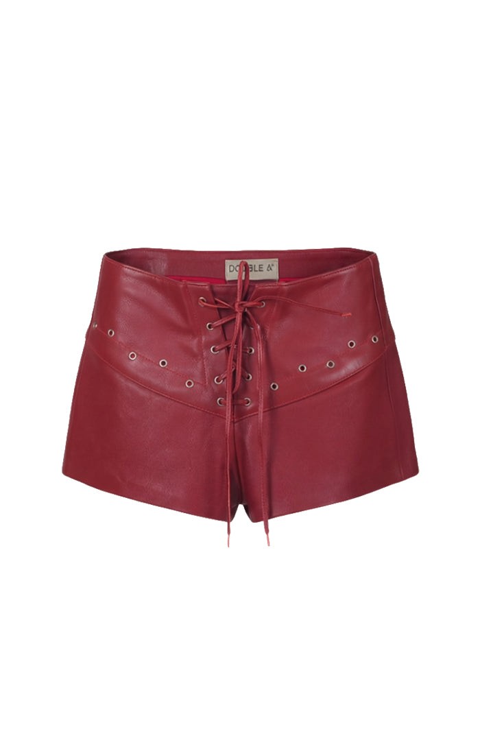 Jason Leather Shorts Red