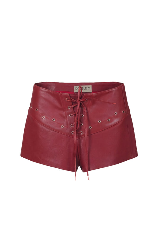 Jason Leather Shorts Red
