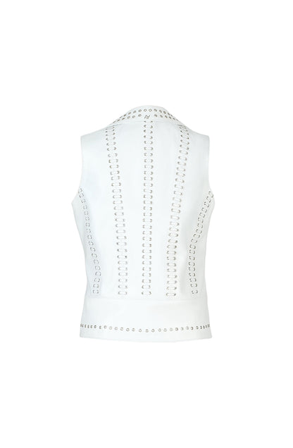 Kayla Leather Vest White