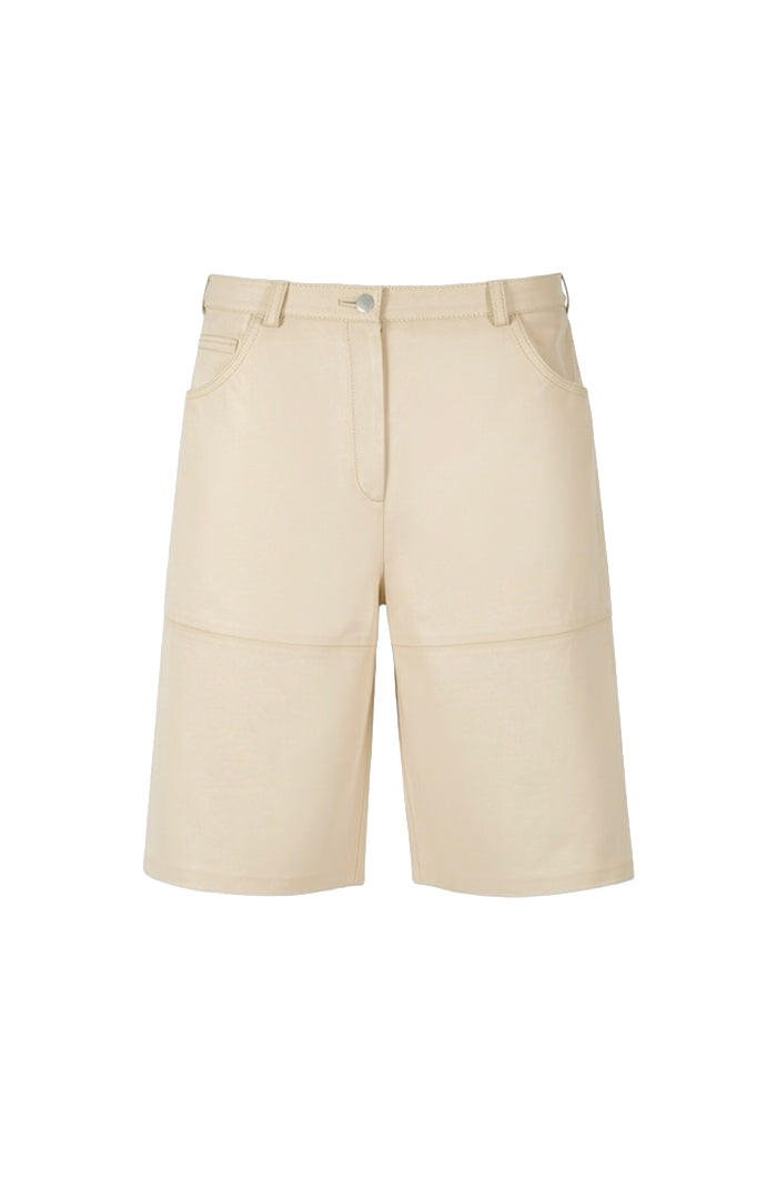Callie Leather Bermuda Shorts Butter Yellow