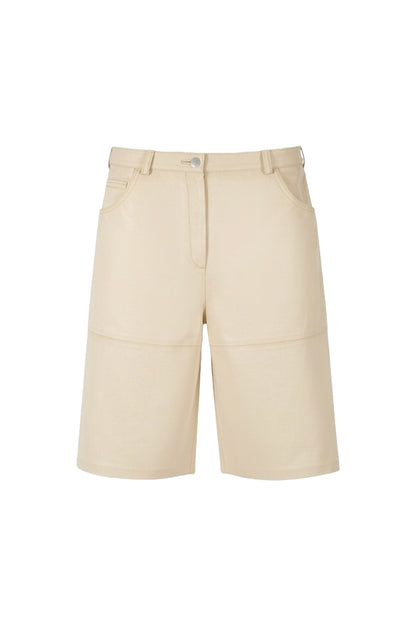 Callie Leather Bermuda Shorts Butter Yellow