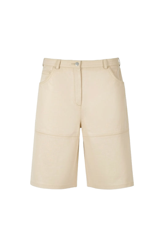 Callie Leather Bermuda Shorts Butter Yellow