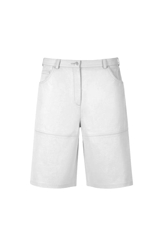 Callie Leather Bermuda Shorts White