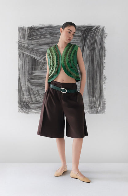 Kiara Leather Vest Green Ombre