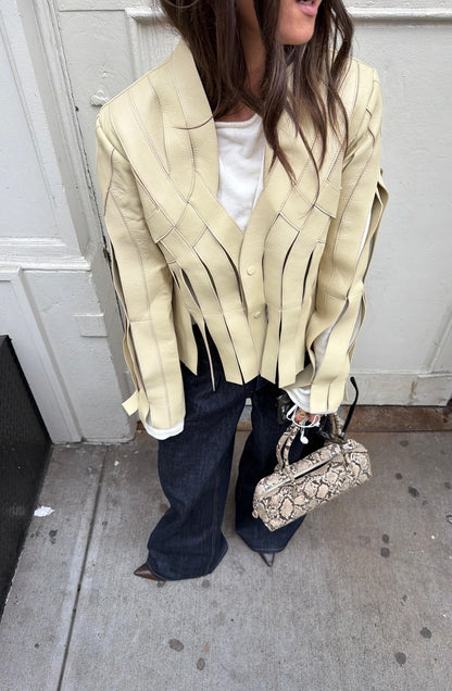 Brianna Leather Jacket Butter Yellow