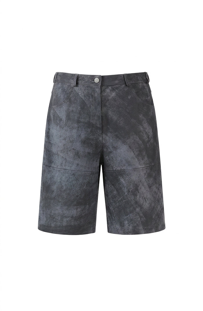Callie Leather Bermuda Shorts Washed Grey