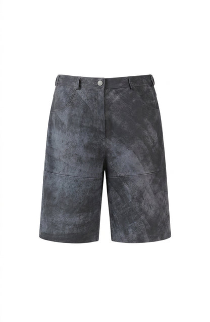 Callie Leather Bermuda Shorts Washed Grey