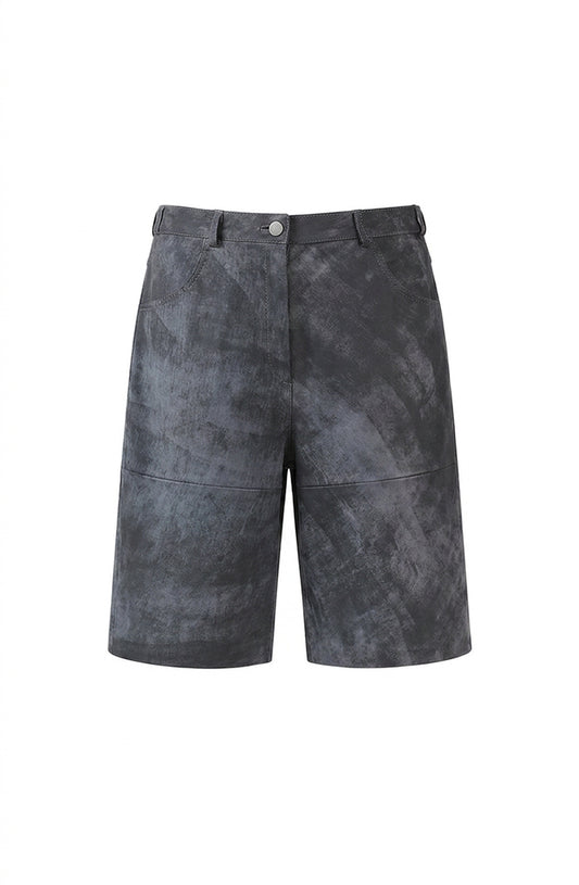 Callie Leather Bermuda Shorts Washed Grey