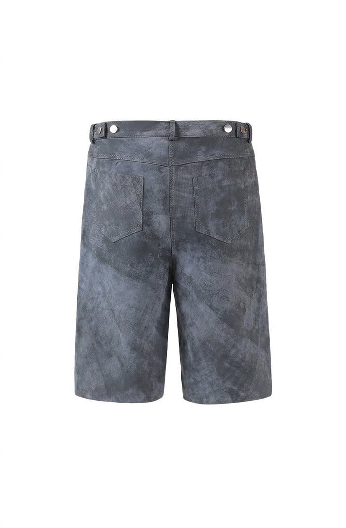 Callie Leather Bermuda Shorts Washed Grey
