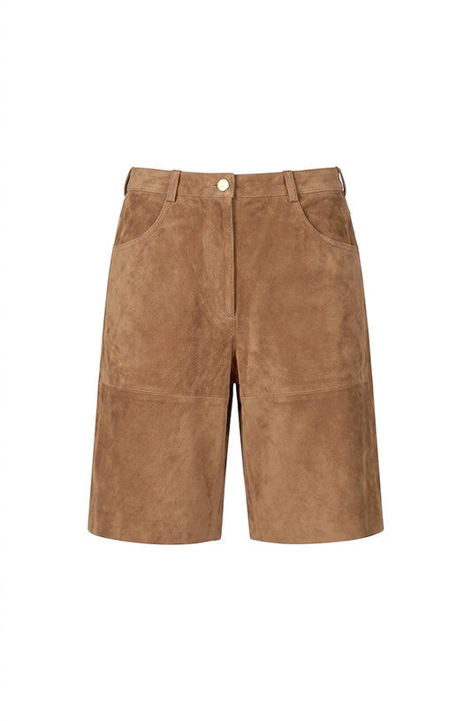 Callie Suede Bermuda Shorts Beige