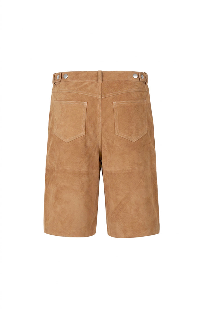Callie Suede Bermuda Shorts Beige