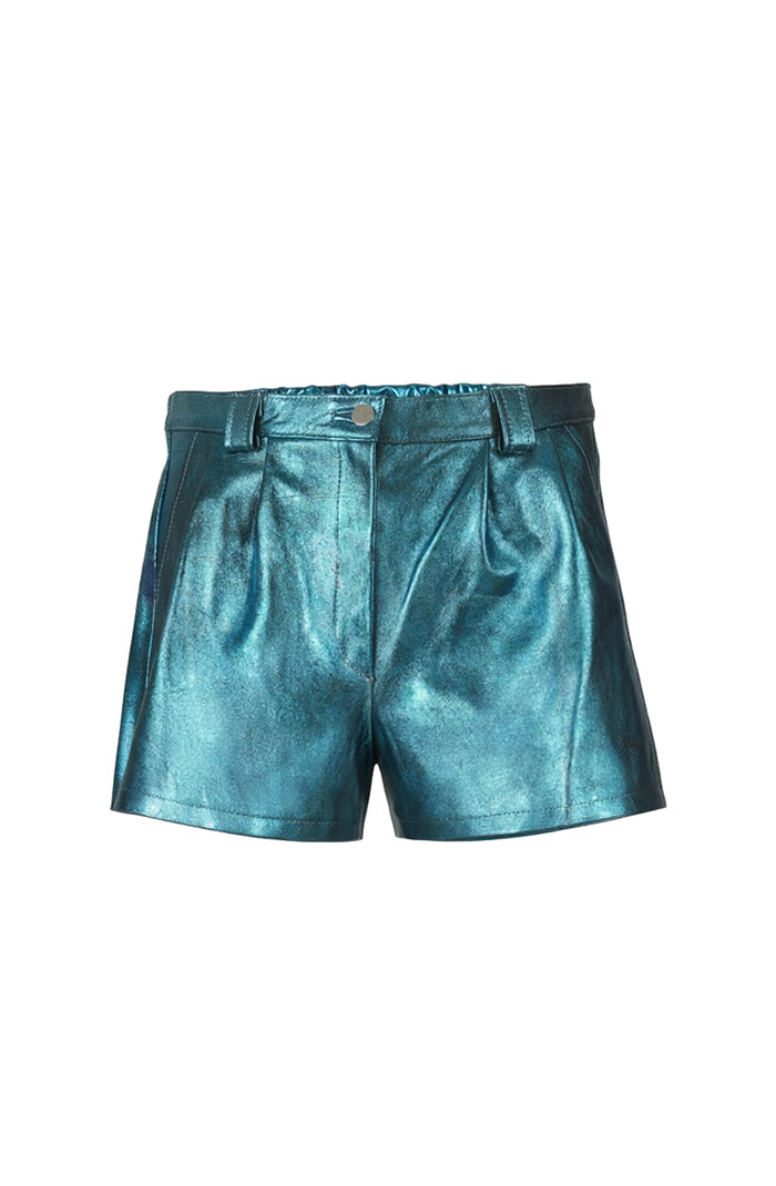 Moonbow Leather Shorts Washed Turquoise