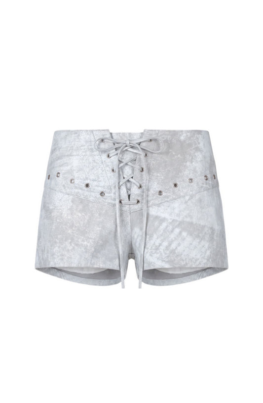 Jason Leather Shorts Washed White