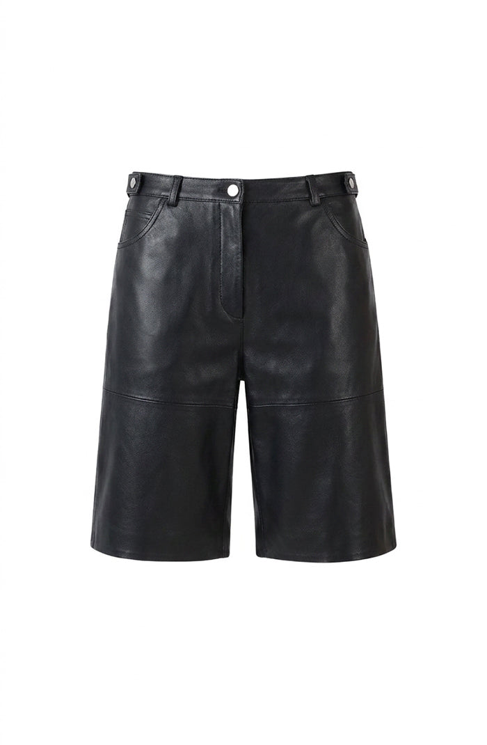 Callie Leather Bermuda Shorts Black