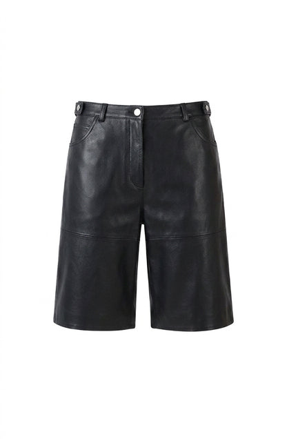 Callie Leather Bermuda Shorts Black