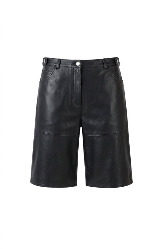 Callie Leather Bermuda Shorts Black