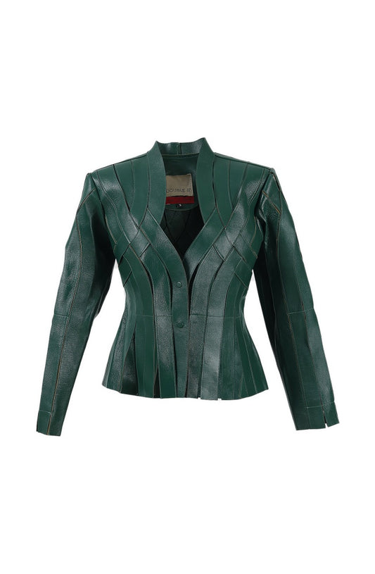 Brianna Leather Jacket Olive