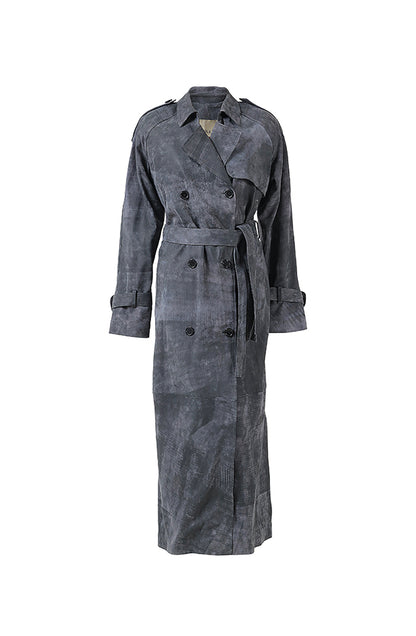 Astrid Leather Coat Washed Grey