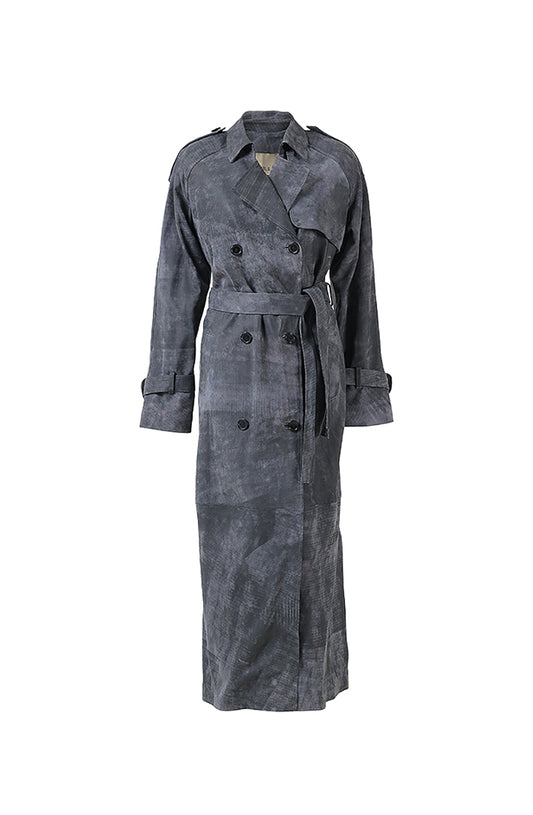 Astrid Leather Coat Washed Grey
