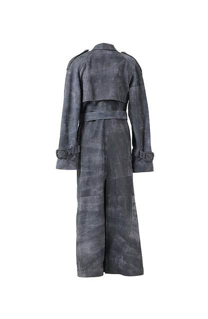 Astrid Leather Coat Washed Grey