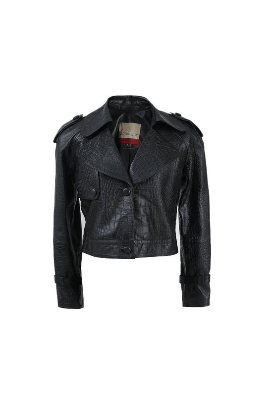 Audax Leather Jacket Black Croc