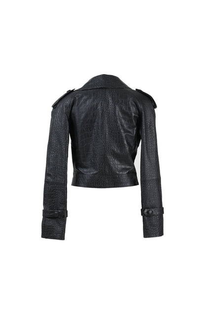 Audax Leather Jacket Black Croc