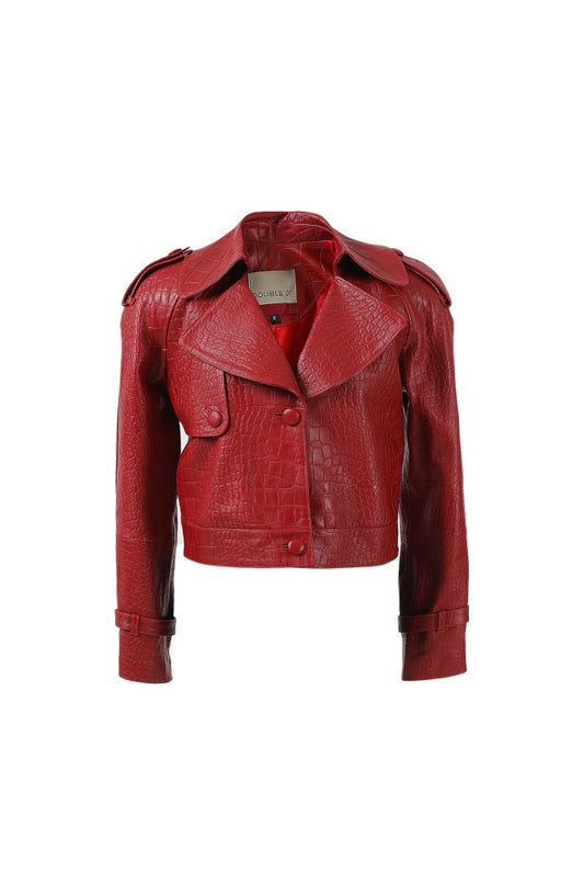 Audax Leather Jacket Red Croc