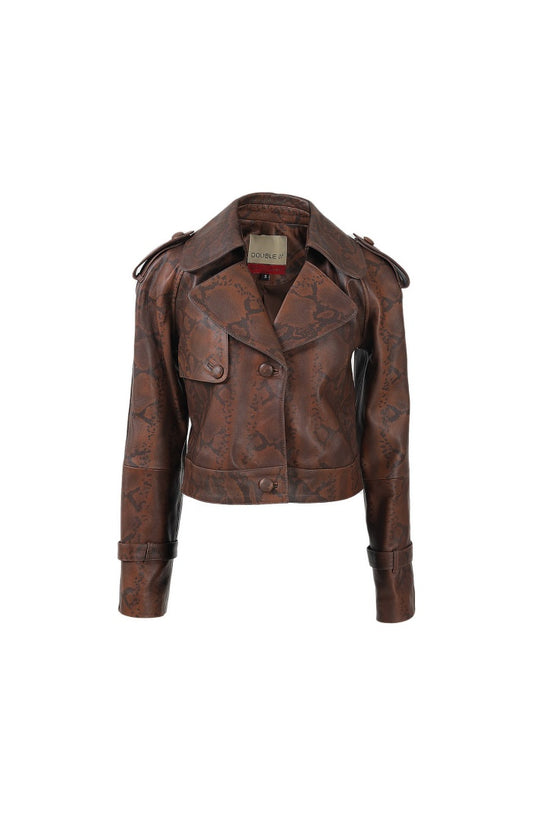 Audax Leather Jacket Snake Print