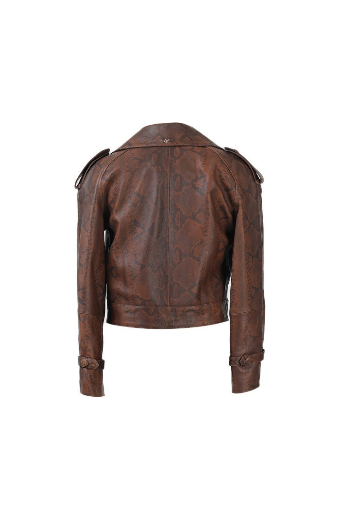 Audax Leather Jacket Snake Print