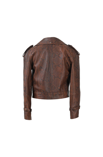Audax Leather Jacket Snake Print