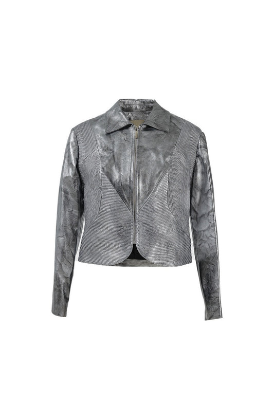 Ausborn II Leather Jacket Washed Silver