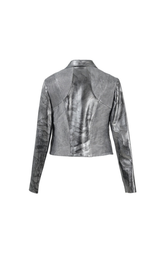 Ausborn II Leather Jacket Washed Silver