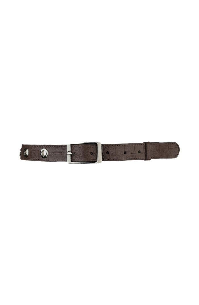 Eliza Leather Belt Brown Croc