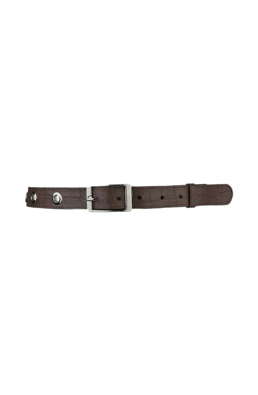 Eliza Leather Belt Brown Croc