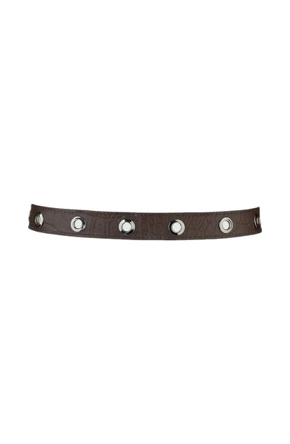 Eliza Leather Belt Brown Croc