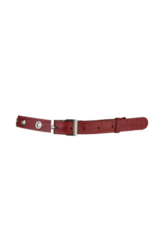 Eliza Leather Belt Red Croc
