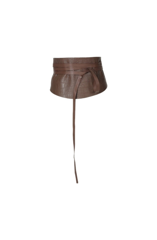 Anya Waist Belt Brown Croc