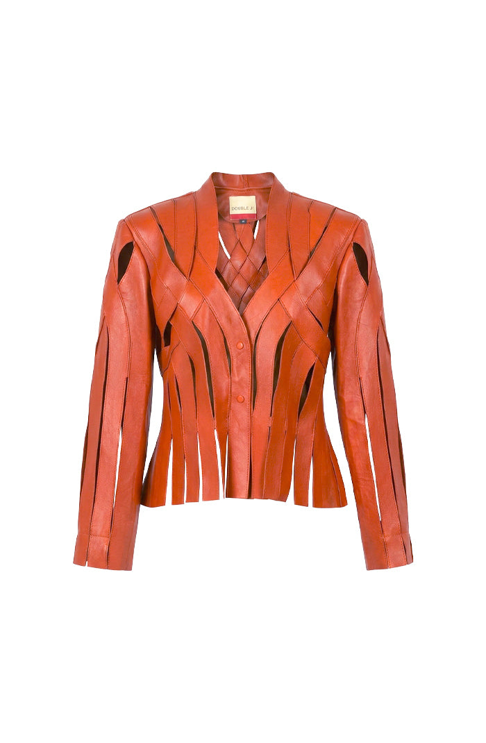 Brianna Leather Jacket Orange