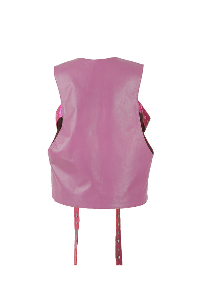 Quinn Leather Vest Purple